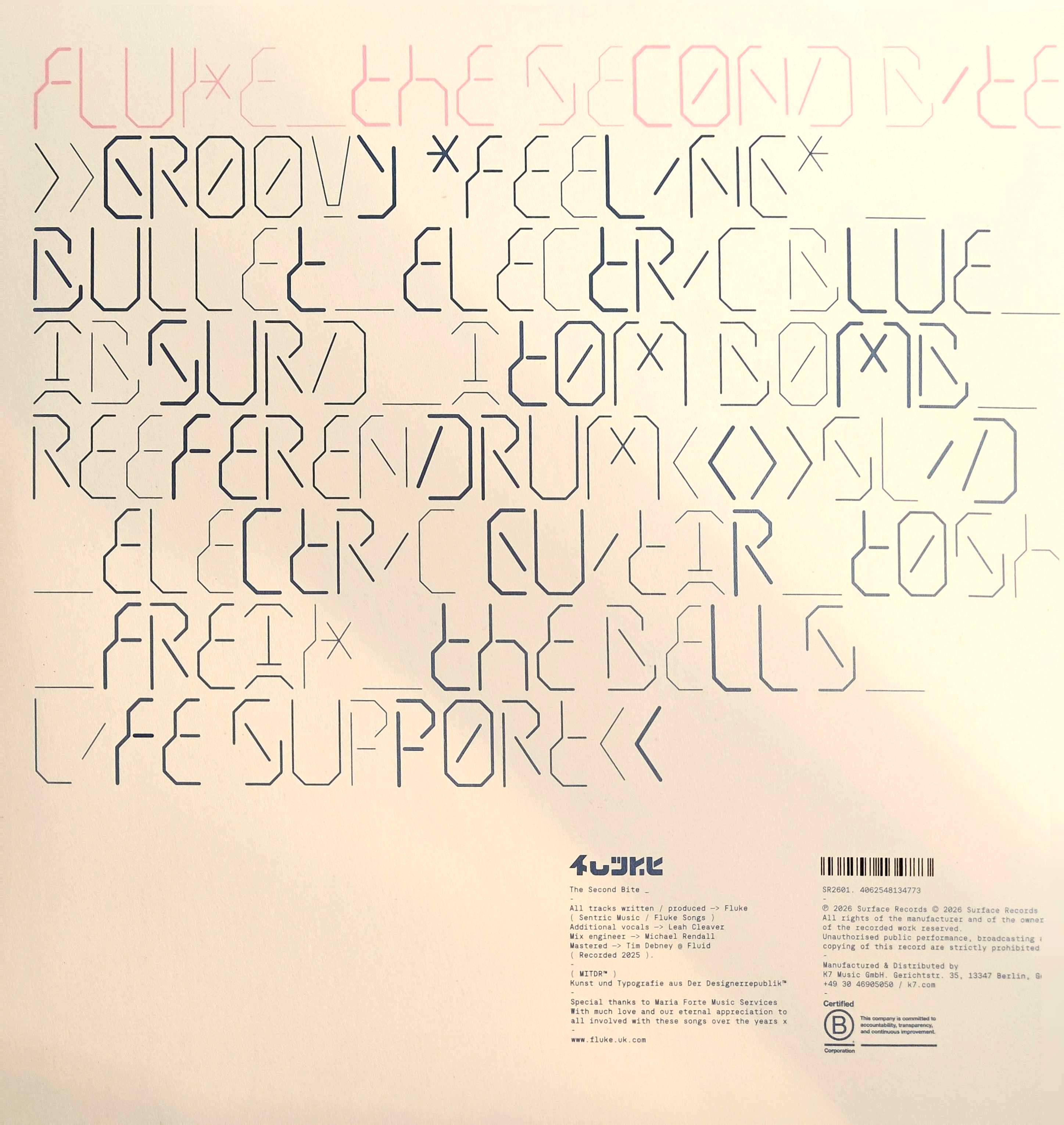 Back cover of the vinyl of The Second Bite