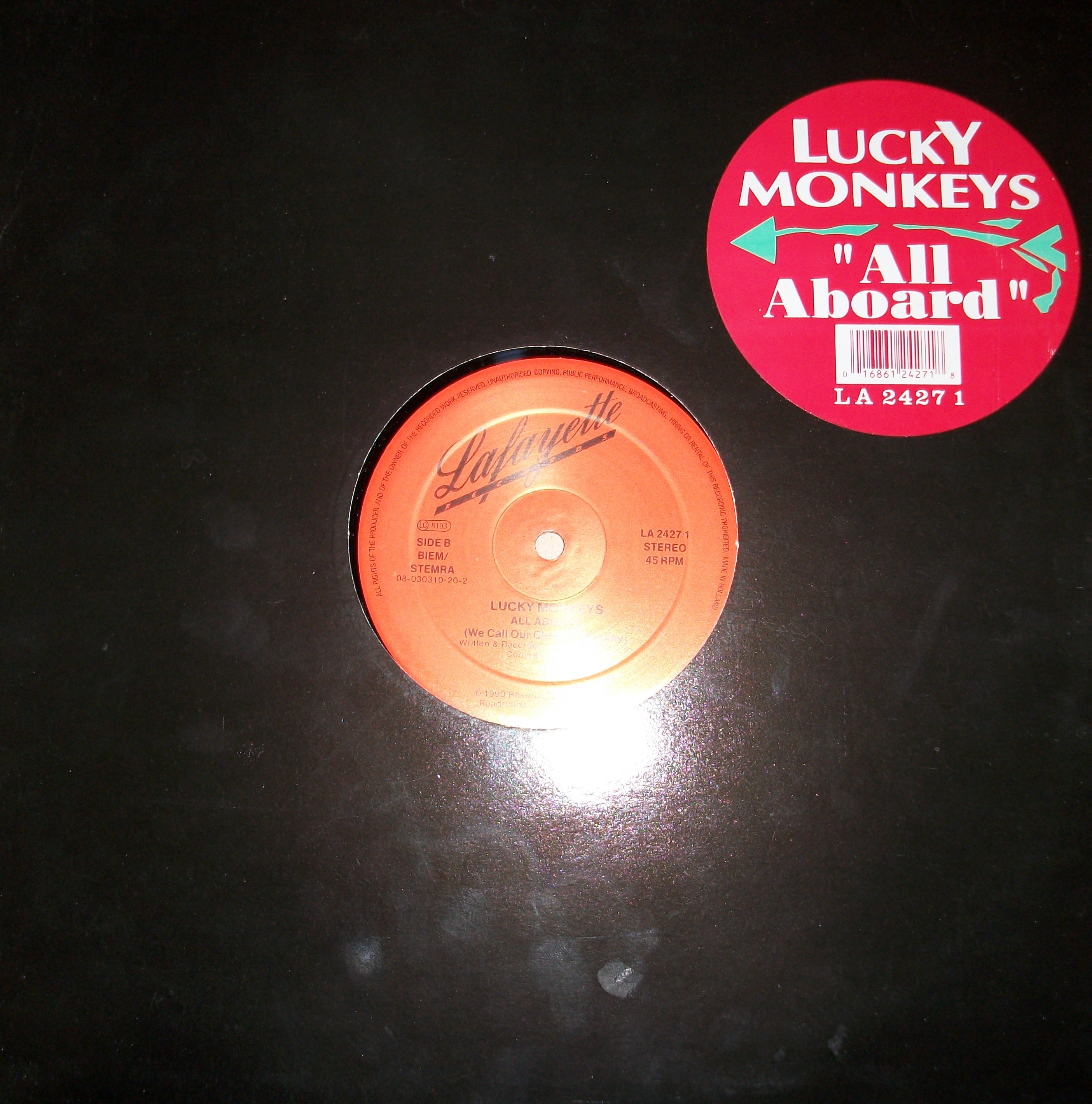 B Side cover of All Aboard by Lucky Monkeys