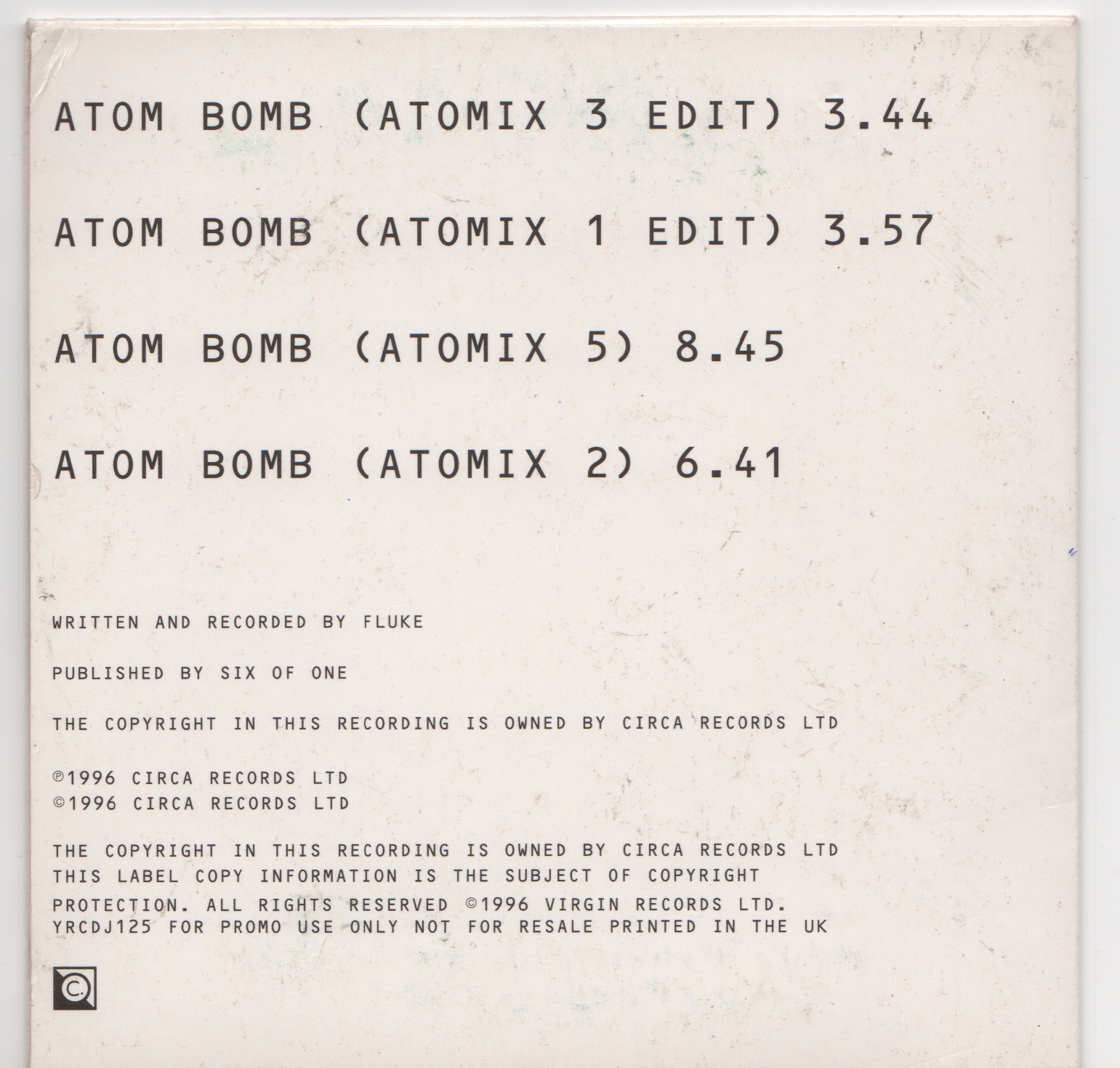 Back cover of Atom Bomb by Fluke