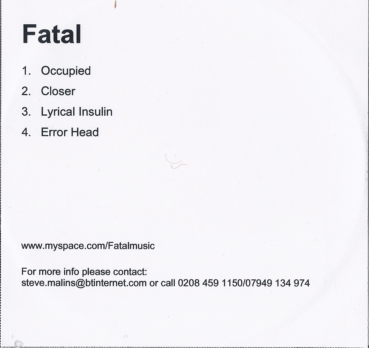 Back cover of Occupied by Fatal
