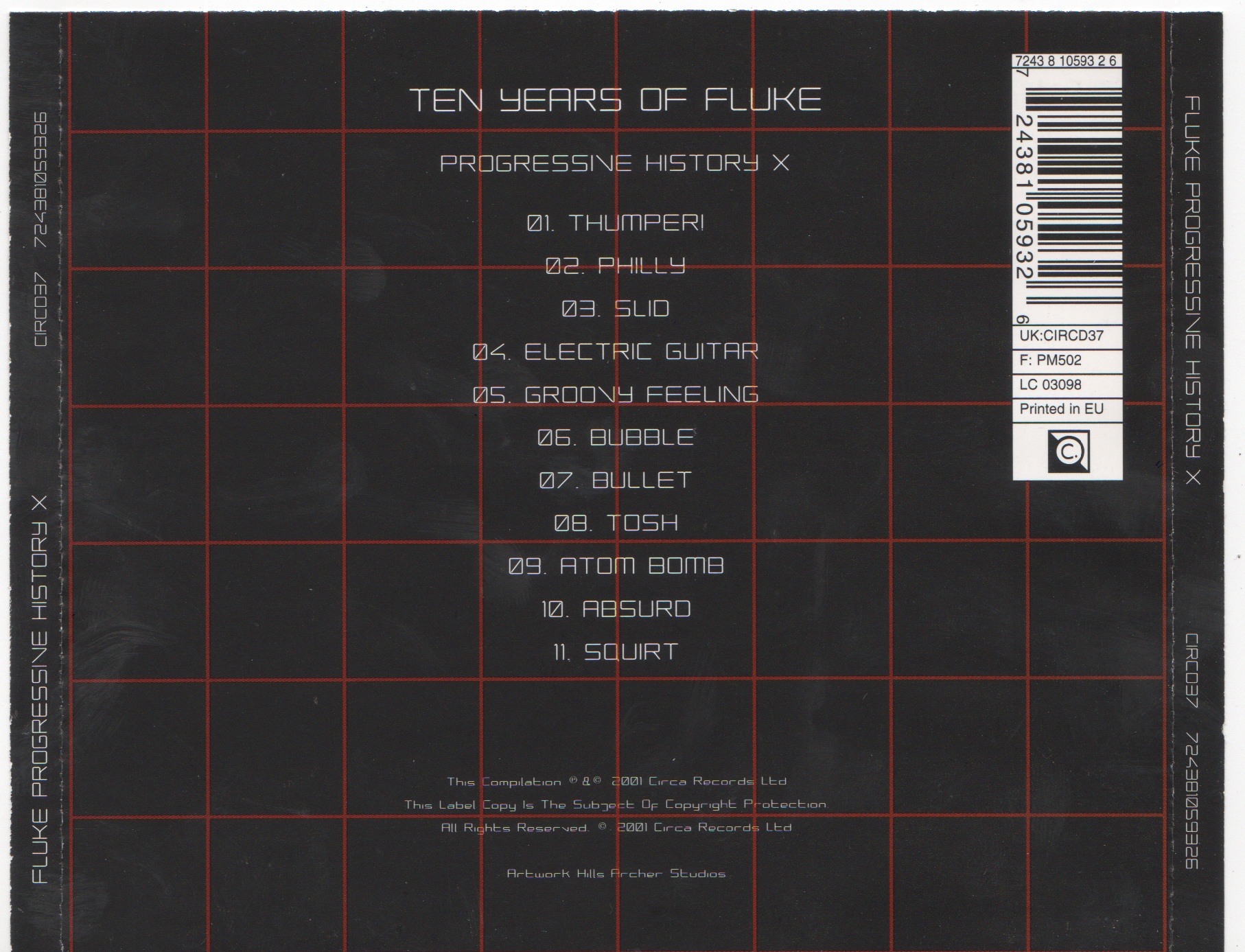 Back cover of Progressive History X by Fluke