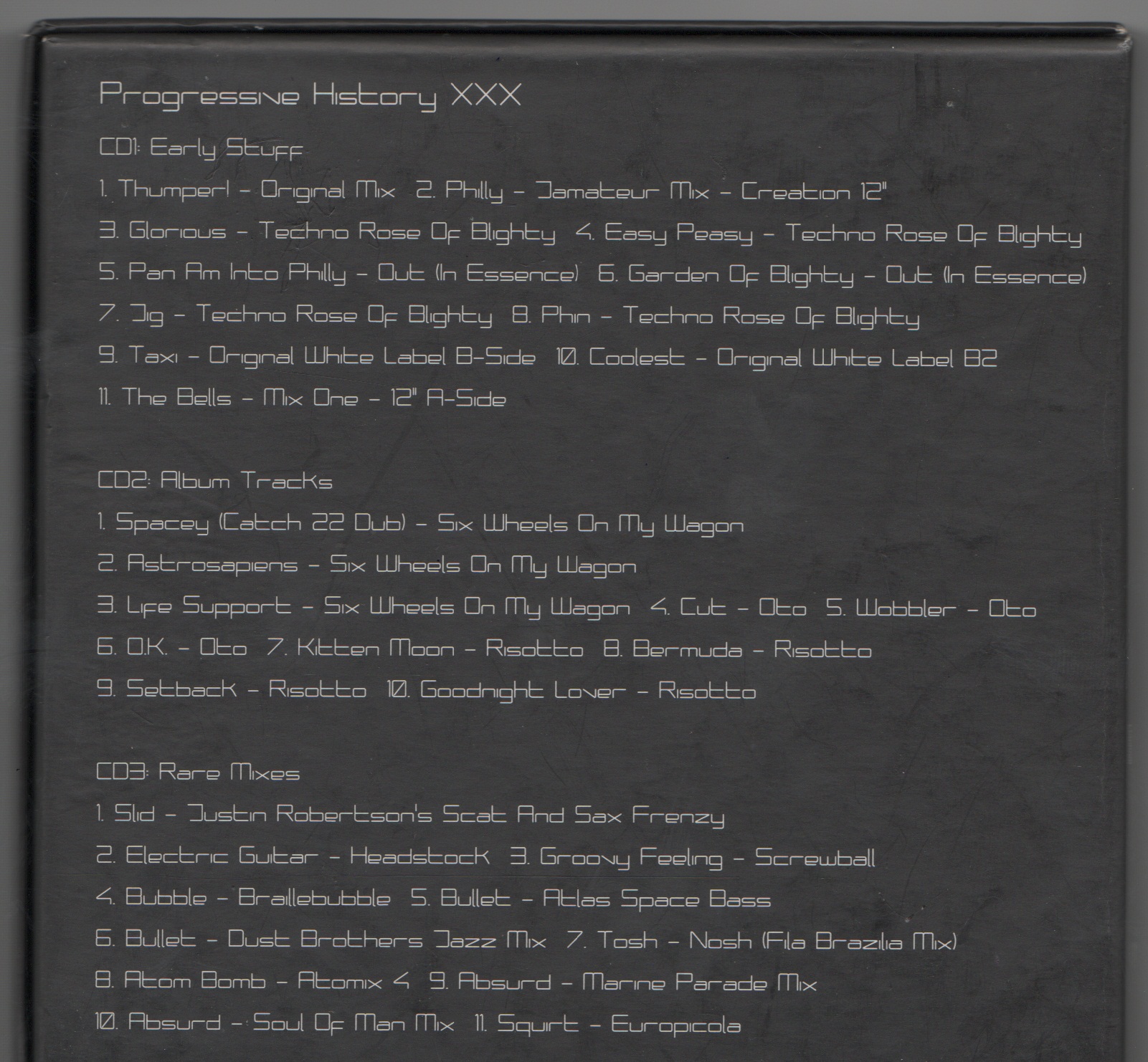 Back cover of Progressive History XXX by Fluke